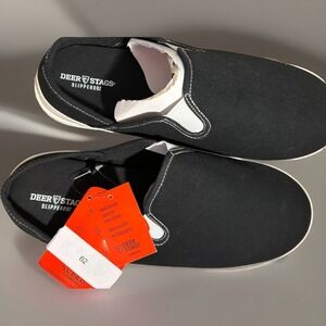 DEER STAGS Slipperooz Spike Slippers Mens 12 M Black Canvas Mule Shoes NWB